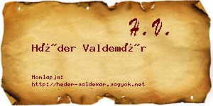 Héder Valdemár névjegykártya